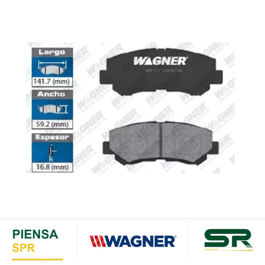 BALATA SEMIMETÁLICA DELANTERA NISSAN ROGUE 2008-2015 / SENTRA 2007-2008 / SUZUKI KISASHI 2010-2013 WAGNER