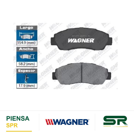 BALATA SEMIMETÁLICA DELANTERA ACURA RDX 2007-2012 / HONDA CROSSTOUR 12 / CRV 2007-2011 / ODYSSEY 2005-2010 WAGNER