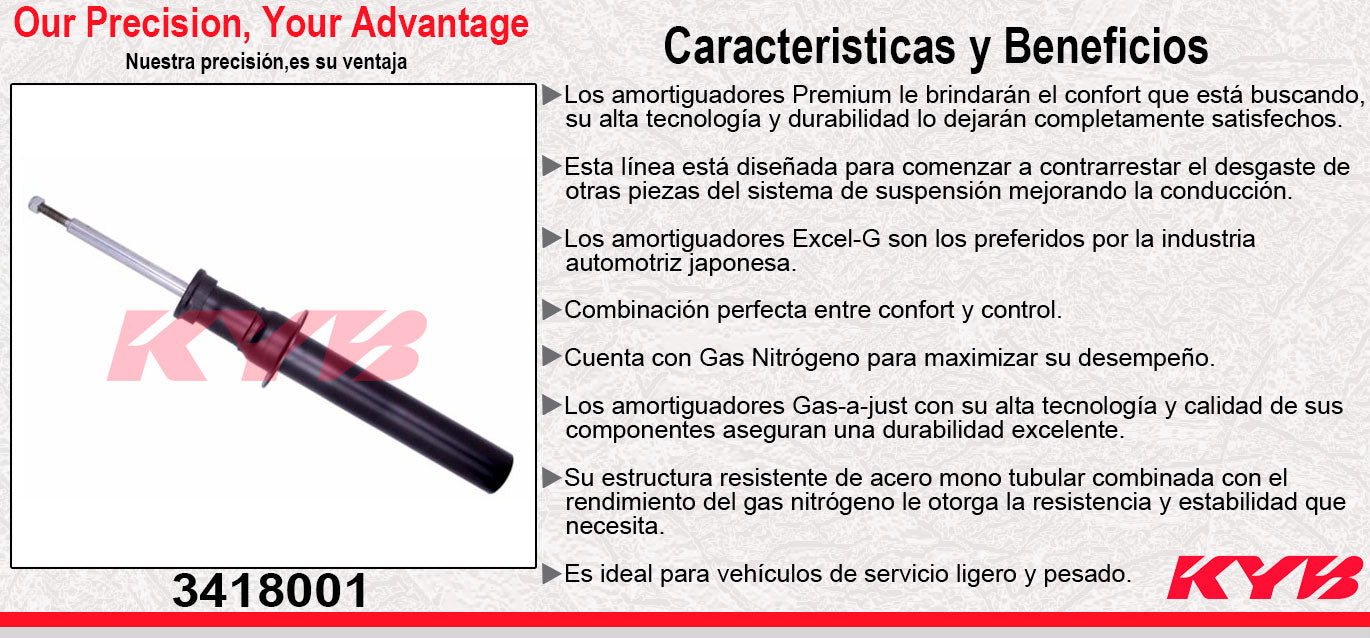 AMORTIGUADOR DELANTERO GAS EXCEL-G BMW X5 SIN SUSPENSIÓN M-TECHNIK (2014-2018) - X6 SIN SUSPENSIÓN M-TECHNIK (2015-2019). KYB