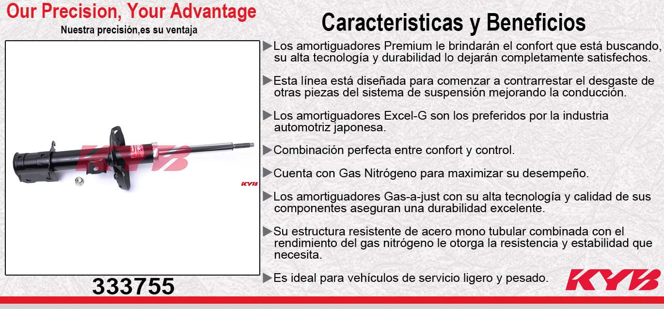 AMORTIGUADOR DELANTERO DERECHO GAS EXCEL-G CHEV TORNADO (2004-2010) - CORSA 2002-2008 - MERIVA (2003-2008) KYB