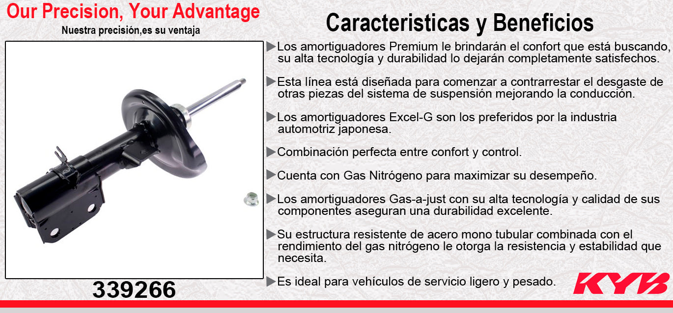 AMORTIGUADOR DELANTERO IZQUIERDO GAS EXCEL-G SUZUKI KIZASHI (2010-2013) KYB