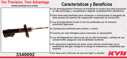 AMORTIGUADOR DELANTERO DERECHO GAS EXCEL-G MALIBU L4 2.0 TURBO LTZ (2013-2014). EXC RIN 16 PULGADAS KYB