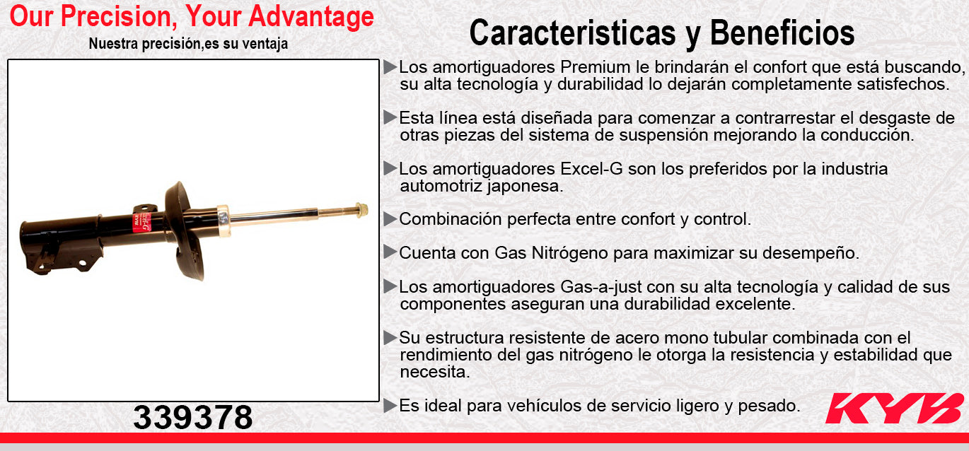 AMORTIGUADOR DELANTERO IZQUIERDO GAS EXCEL-G BUICK LACROSSE EXC. SUSP. SPORT Y AUTONIVELANTE (2010-2013) KYB