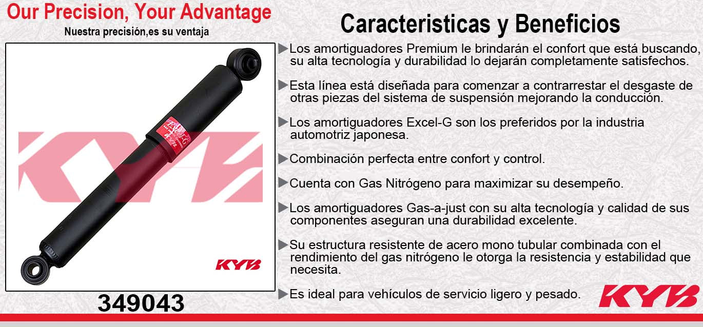 AMORTIGUADOR TRASERO GAS EXCEL-G CHEV COBALT (2005-2010) - HHR (2006-2011) - PONTIAC G5 (2007-2009) - PERSUIT (2005-2006). KYB
