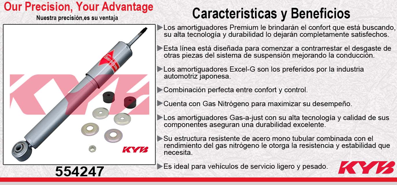 AMORTIGUADOR DELANTERO GAS-A-JUST CHEV AVALANCHE 2500 4X2 Y 4X4 (2002-2006) -PICK-UP SILVERADO 3500 4X2 (2001-2007) - SILVERADO 1500 HD 4X2 (2005-2007) / 1500 HD 4X4 (2005-2006) - SILVERADO 2500 HD 4X2 Y 4X4 (2000-2007) - SILVERADO 2500 4X4 KYB