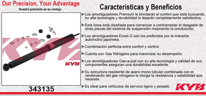 AMORTIGUADOR TRASERO DERECHO GAS EXCEL-G FORD. GALIXIE 500 (1965-1978) - GRAND MARQUIS 4.6 (1992-2006) - MUSTANG (1979-1993) - MERCURI. CAPRICE (1978-1986) - ZEPHIR (1978-1986) - F-250 (1980-1982) - CROWN VICTORIA 4.6 (1979-2006) - THUNDERBIRD KYB