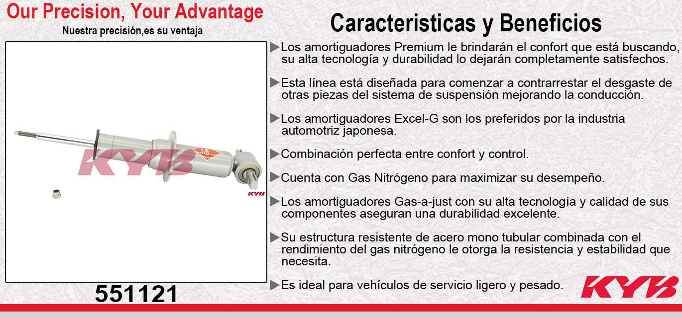 AMORTIGUADOR DELANTERO GAS-A-JUST CHEVROLET GMC YUKON EXC SUSP. Z55 AUTORIDE & SMOOTH RIDE (2007-2010) -CHEVROLET SILVERADO O SIERRA PICK UP [SOLO MODELOS 2WD] TODOS (EXC. CLASSIC SERIES, HEAVY DUTY Y SUSP. ELECTRONICA) (2007-2010) - CHEVROLET KYB