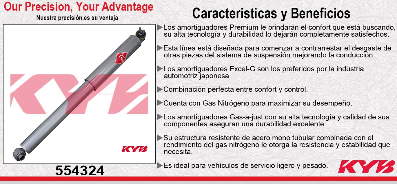 AMORTIGUADOR TRASERO GAS-A-JUST CHEV SUBURBAN 1500/2500 4X2 (1992-1999) - EXPRESS 1500 / SAVANA (1996-2007) KYB