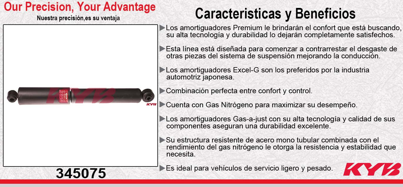 AMORTIGUADOR TRASERO GAS EXCEL-G NISSAN. XTERRA 4X2 (2005-2014) - DELANTERAIER (05) KYB