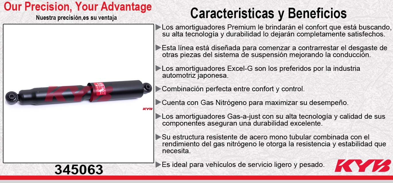 AMORTIGUADOR TRASERO GAS EXCEL-G CHEVROLET CHEVY PICK UP (1998-2005). KYB