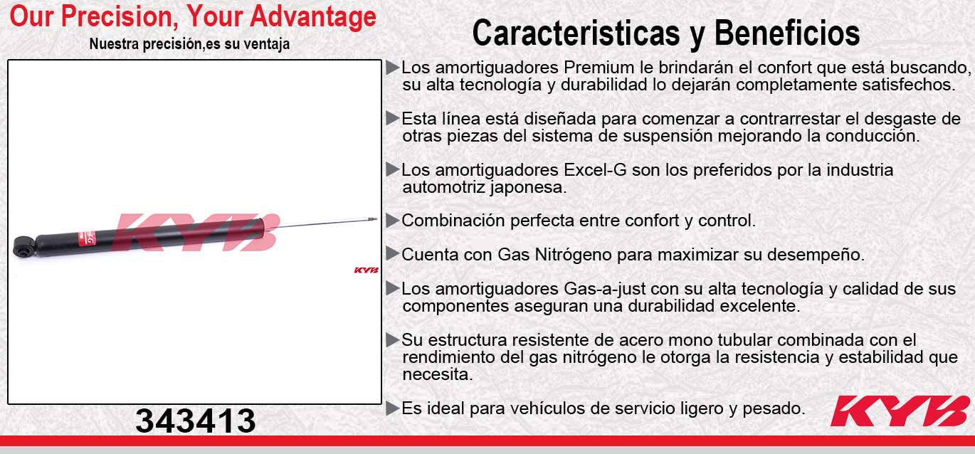 AMORTIGUADOR TRASERO GAS EXCEL-G FORD FOCUS (2007-2011) - MAZDA 3 (2010-2013). KYB