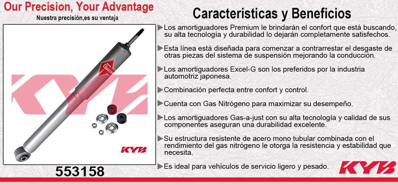 AMORTIGUADOR TRASERO GAS-A-JUST CHEV. TRACKER (1989-2004) - GEO. TRACKER (1989-1997) - PONTIAC. SUNRUNNER (1994-1997)- SUZUKI. GRAND VITARA (1999-2005) - SIDEKICK (1989-1998) - VITARA (1999-2004) - X-90 (1996-1998) KYB
