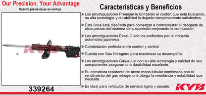 AMORTIGUADOR DELANTERO IZQUIERDO GAS EXCEL-G HONDA ODDYSEY (2008-2010). KYB