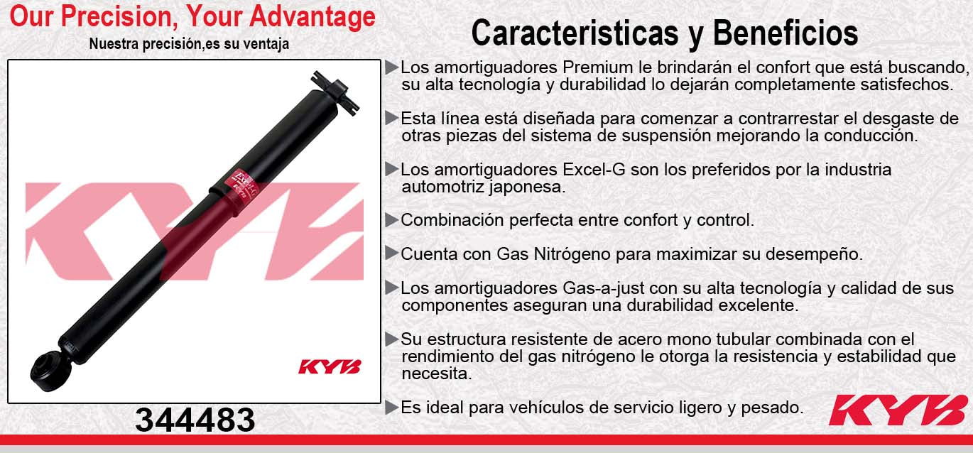 AMORTIGUADOR TRASERO GAS EXCEL-G CHEV. CARGO EXPRESS VAN 1500 2WD (2009-2014) - EXPRESS 1500 (2003-2013) - EXPRESS 3500 (2006-2013) - SAVANA 1500 (2003-2013) - SAVANA 3500 (2006-2011) KYB