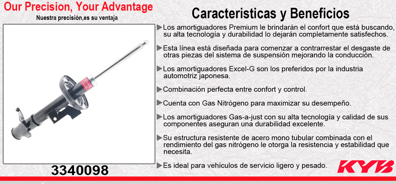 AMORTIGUADOR DELANTERO DERECHO GAS EXCEL-G HONDA ODYSSEY (2011-2012). KYB
