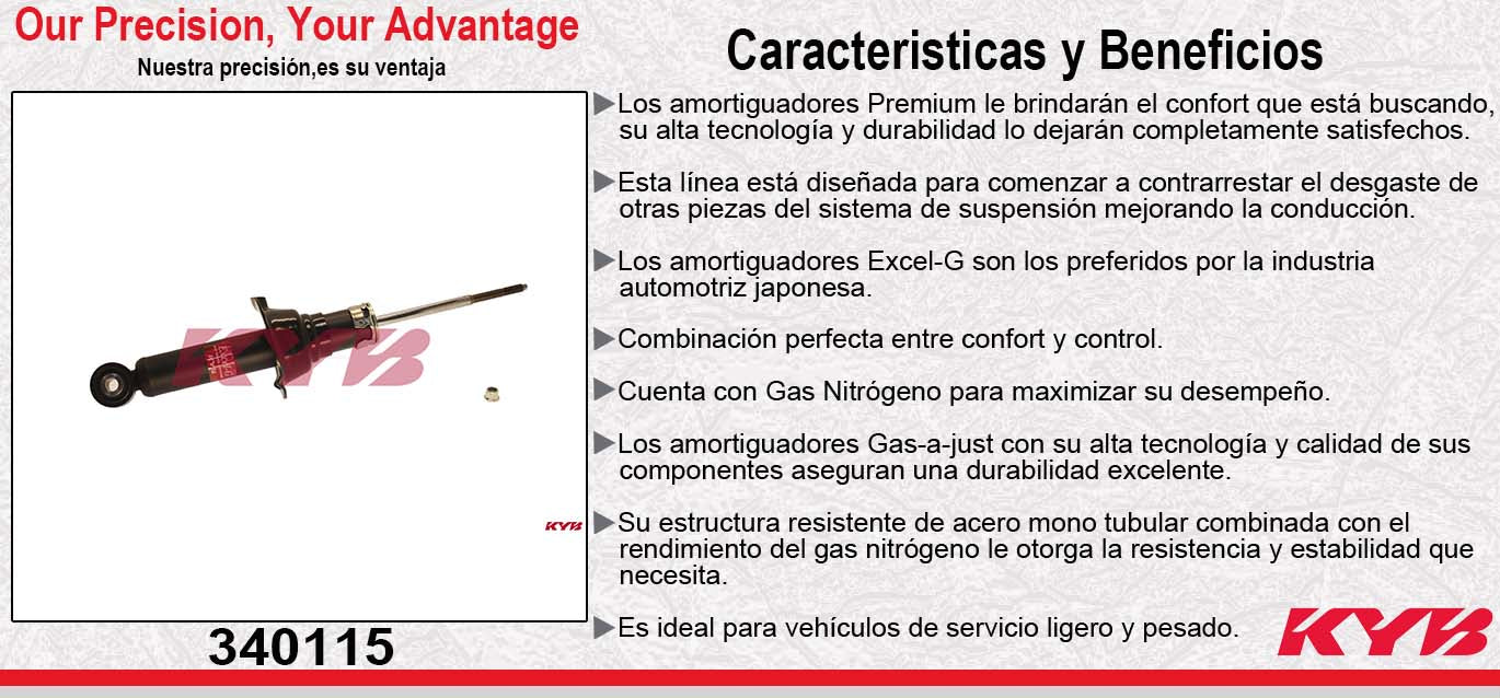 AMORTIGUADOR TRASERO GAS EXCEL-G HONDA CR-V TODOS (2012-2017). KYB