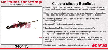 AMORTIGUADOR TRASERO GAS EXCEL-G HONDA CR-V TODOS (2012-2017). KYB