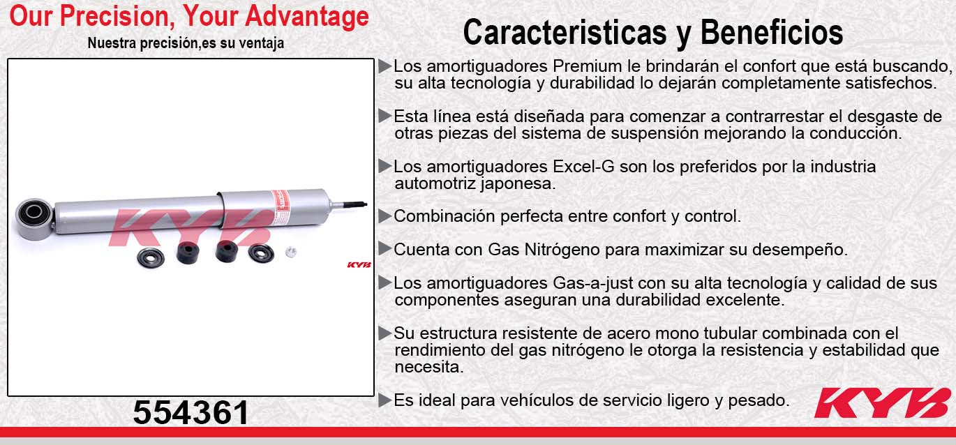 AMORTIGUADOR DELANTERO GAS-A-JUST NISSAN VAN URVAN (2002-2013). KYB