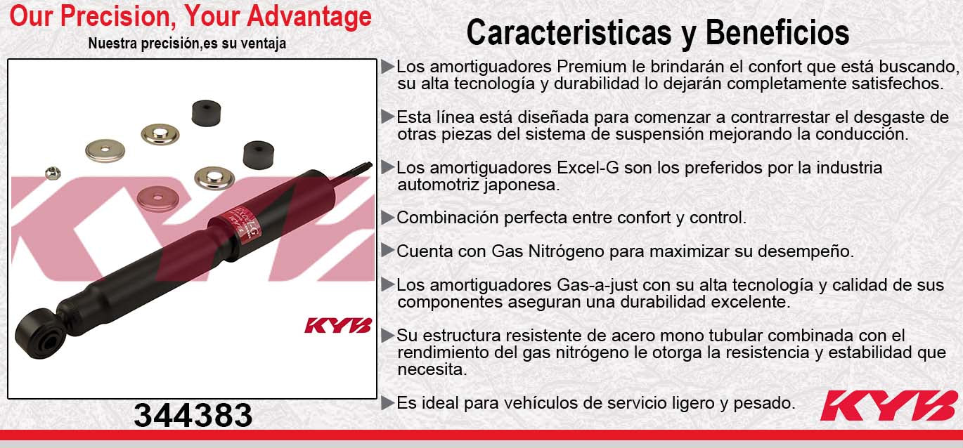 AMORTIGUADOR DELANTERO GAS EXCEL-G CHEV AVLANCHE 2500 4X2 Y 4X4 (2002-2005) -PICK-UP SILVERADO 3500 4X2 (2001-2007) - SILVERADO 1500 HD 4X2 (2005-2007) / 1500 HD 4X4 (2005-2006) - SILVERADO 2500 HD 4X2 Y 4X4 (2000-2007) - SILVERADO 2500 4X4 KYB