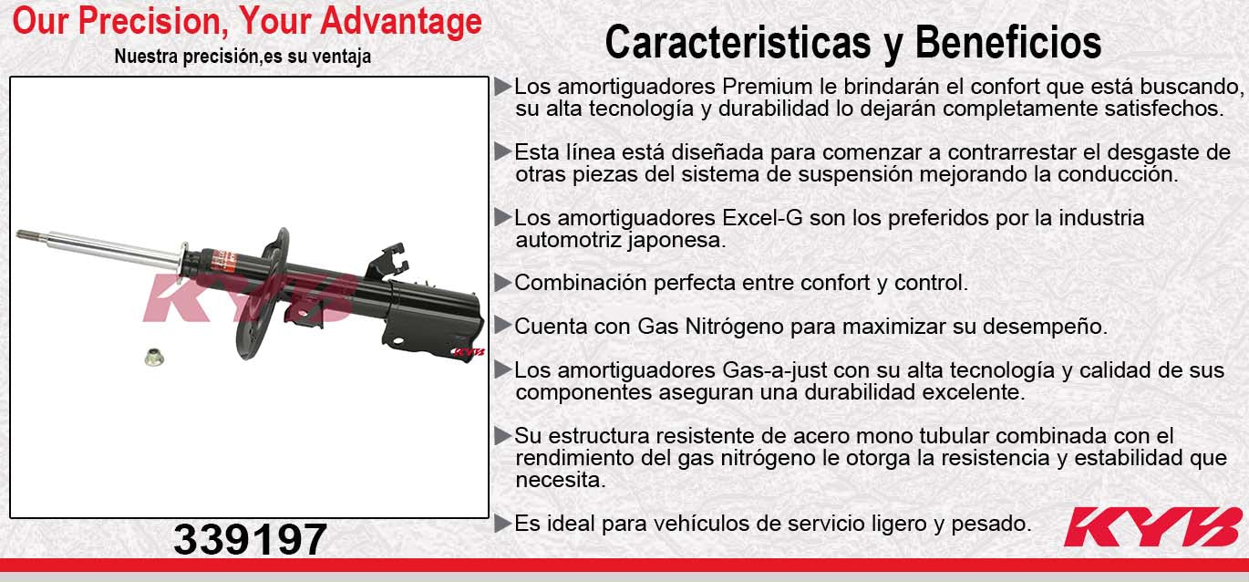 AMORTIGUADOR DELANTERO IZQUIERDO GAS EXCEL-G RENAULT KOLEOS (2009-2016) - NISSAN ROGUE (2008-2011) - X-TRAIL (2008-2012). KYB