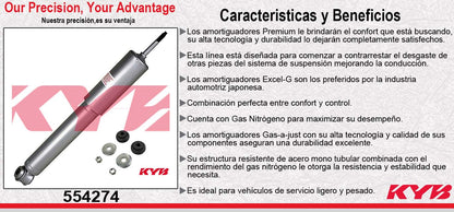 AMORTIGUADOR DELANTERO GAS-A-JUST FORD. EXPLORER 4X2 Y 4X4 (1991-1994) - RANGER 4X2 Y 4X4 (1989-1997) - BRONCO II (1989-1990) - MAZDA. B2300 (1994-1997) - B3000 (1994-1997) - B4000 (1994-1997) - NAVAJO (1991-1994) KYB