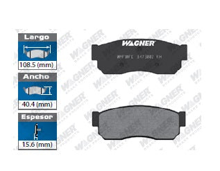 BALATA SEMIMETÁLICA DELANTERA NISSAN SENTRA 1983-1990 / TSURU I Y II 1984-1991 / HIKARY 1988-1991 / PULSAR 1983-1989 / SAKURA 1984-1986 / SAMURAY 1986-1987 WAGNER