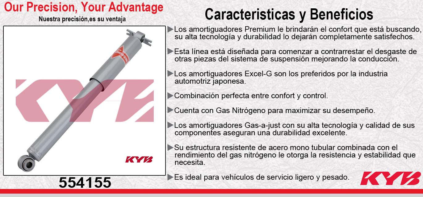 AMORTIGUADOR TRASERO GAS-A-JUST JEEP CHEROKEE AJ (1984-2001) - WAGONNER XJ (1984-1990) EXC. GRAND WAGONEER (1984-1996) KYB