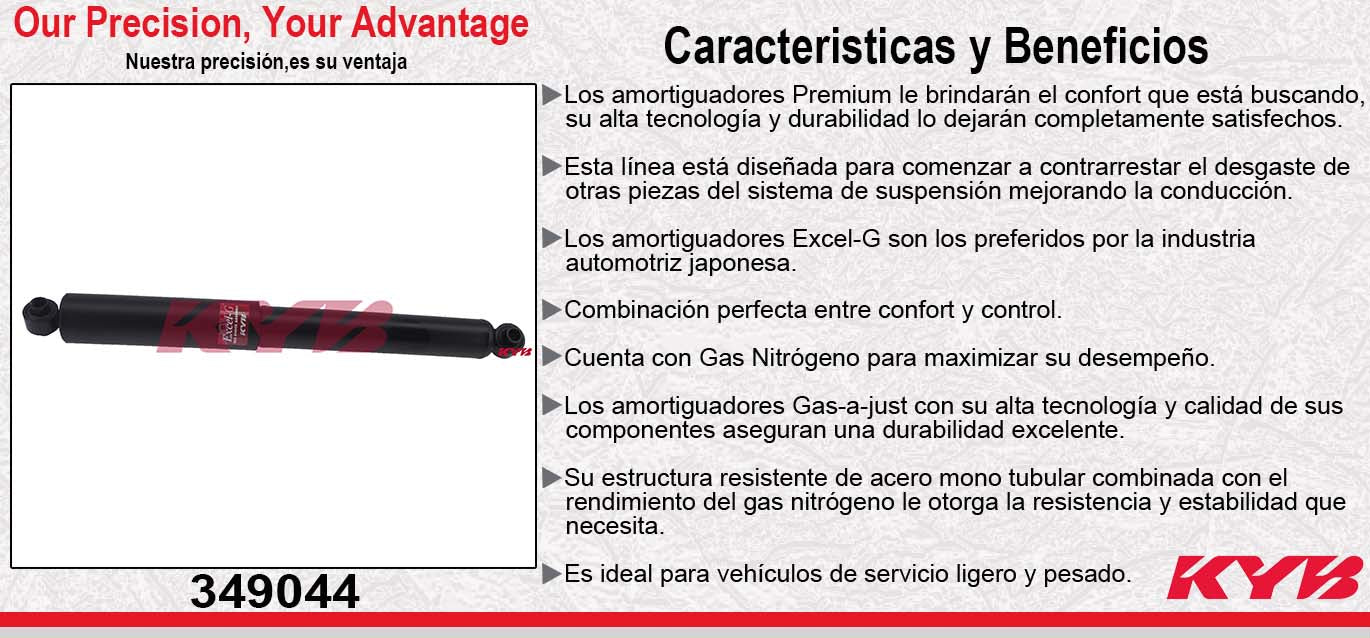 AMORTIGUADOR TRASERO GAS EXCEL-G VW. CRAFTER 50 TODAS (2010-2011) - MERCEDES SPRINTER 415/515 VAN/CHASIS/PASAJERO (2007-2011) ALL (SWB, MWB, LWB) KYB