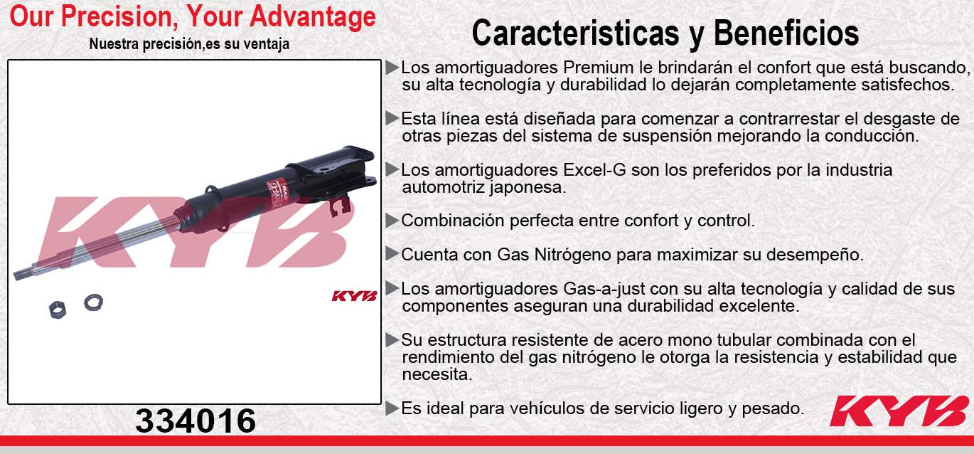 AMORTIGUADOR DELANTERO IZQUIERDO GAS EXCEL-G CHEV .TRACKER [S / ABS] (1989-1998) KYB