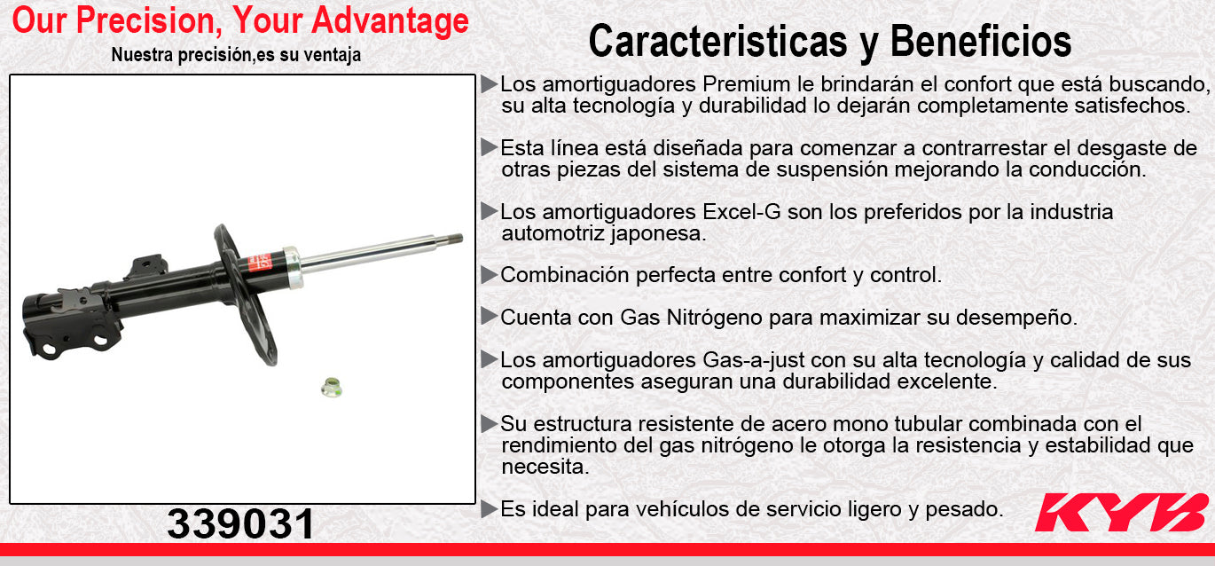 AMORTIGUADOR DELANTERO DERECHO GAS EXCEL-G TOYOTA RAV4 (2006-2012). KYB