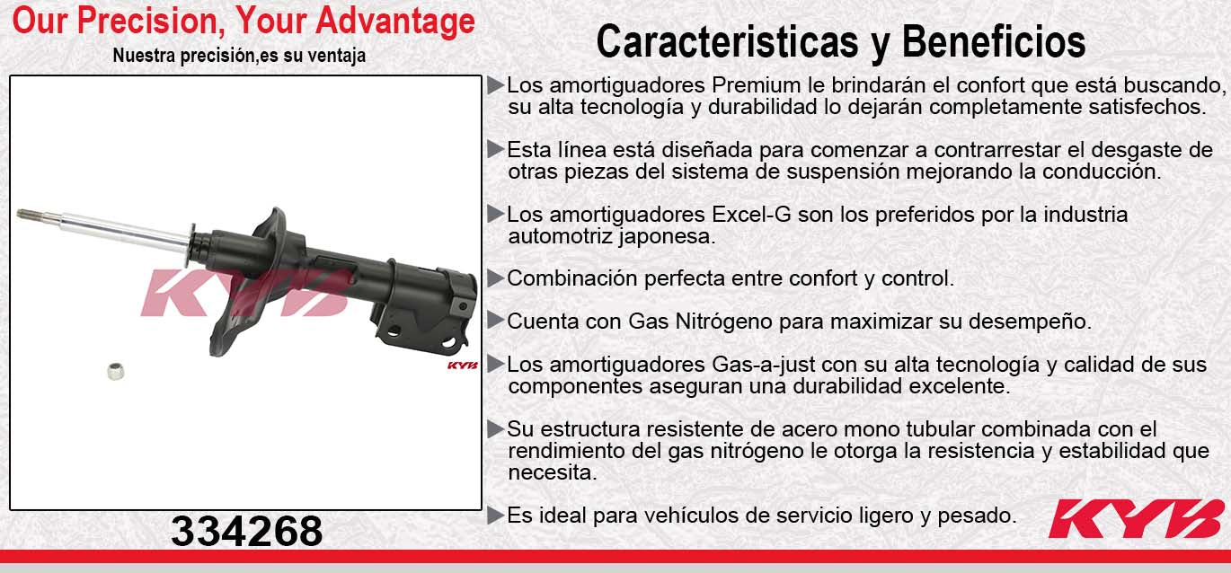 AMORTIGUADOR DELANTERO IZQUIERDO GAS EXCEL-G MITSUBISHI ECLIPSE (2000-2005) KYB