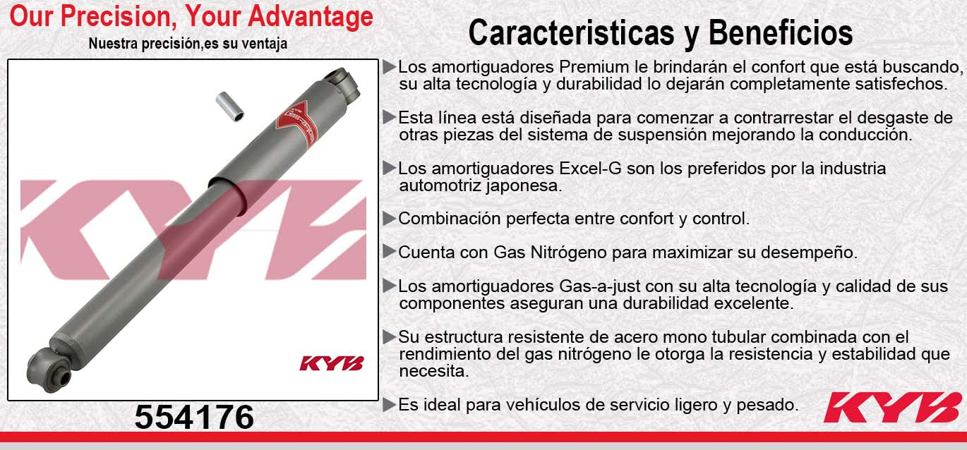 AMORTIGUADOR TRASERO GAS-A-JUST DODGE VAN - B300-B350 (1970-2003) - VAN EXC. CHASIS PARA MOTORHOME TODAS EXC. MODELO 3500 CON 900LB (1994-2003) KYB