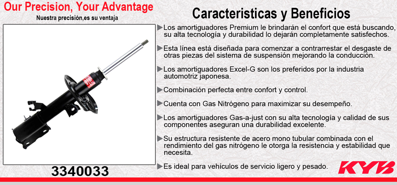 AMORTIGUADOR DELANTERO DERECHO GAS EXCEL-G / NISSAN X-TRAIL TODOS (2013-2014). KYB