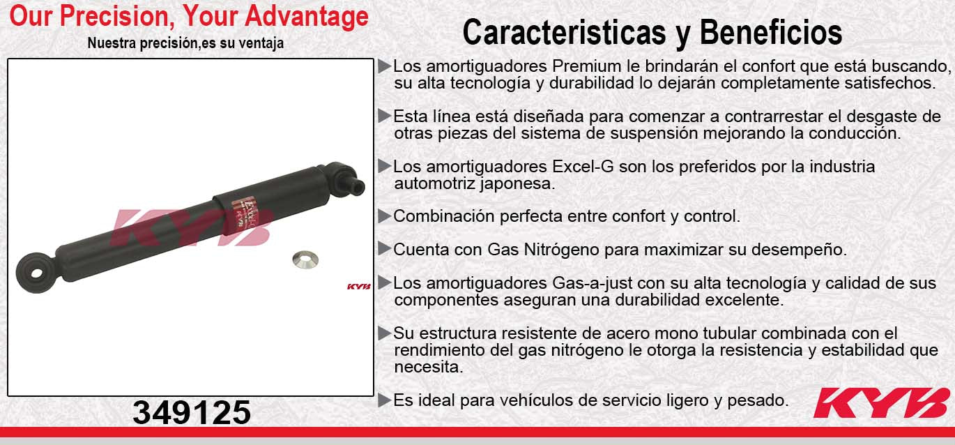 AMORTIGUADOR TRASERO GAS EXCEL-G BUICK ENCLAVE (2008-2017) - CHEV. ACADIA (2007-2017) - TRAVERSE (2009-2017) - 17) - SATURN OUTLOOK (2007-2010). KYB