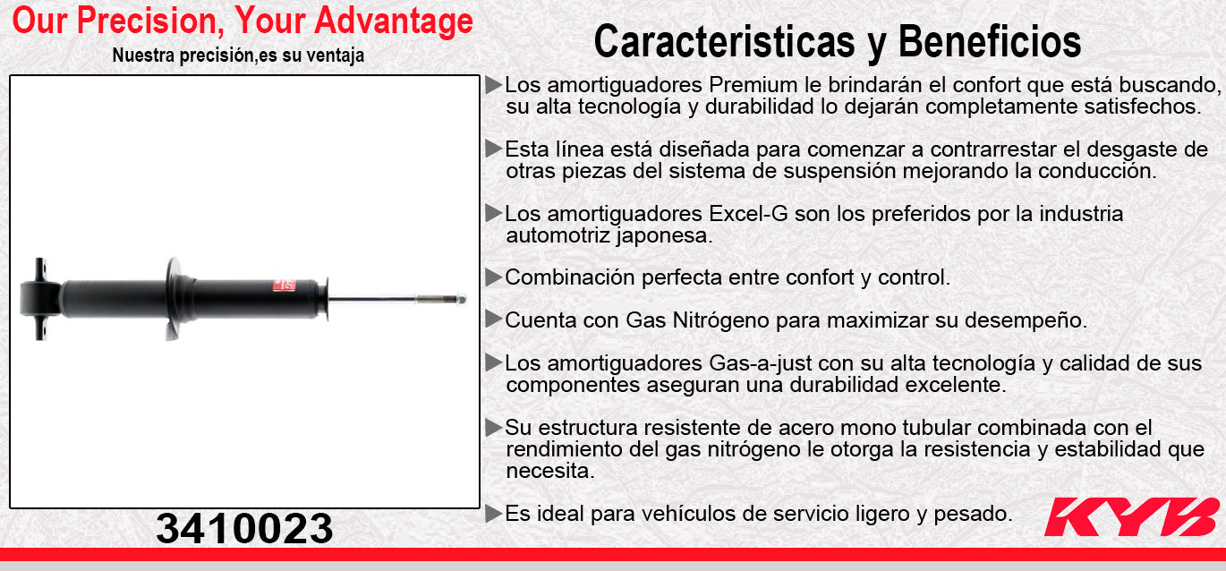 AMORTIGUADOR DELANTERO GAS EXCEL-G FORD EXPEDITION 4X2, 4X4 (2015-2017) EXC. SUSPENCION ELECTRONICA Y AUTONIVELANTE. KYB