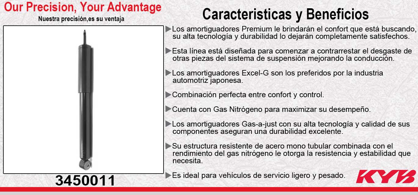 AMORTIGUADOR DELANTERO GAS EXCEL-G DODGE RAM PICK UP 4000 V8 5.7L SOLO 2WD (2014-2016). KYB