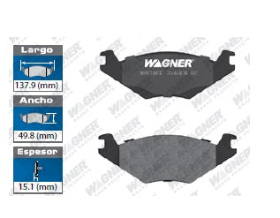 BALATA SEMIMETÁLICA DELANTERA VOLKSWAGEN ATLANTIC 1986-1991-CORSAR 1986-1991 / GOLF GTI 1987-1994 / JETTA CARAT 1991 / JETTA GLI 1990-1991 / RABBIT CONVERTIBLE 1984-1985 / SCIROCCO 1984-1985 WAGNER