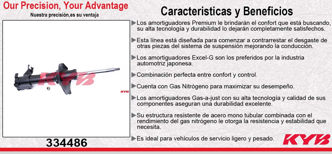 AMORTIGUADOR DELANTERO DERECHO GAS EXCEL-G MERCURY VILLAGER (1993-1998) - NISSAN QUEST (1993-1998) KYB