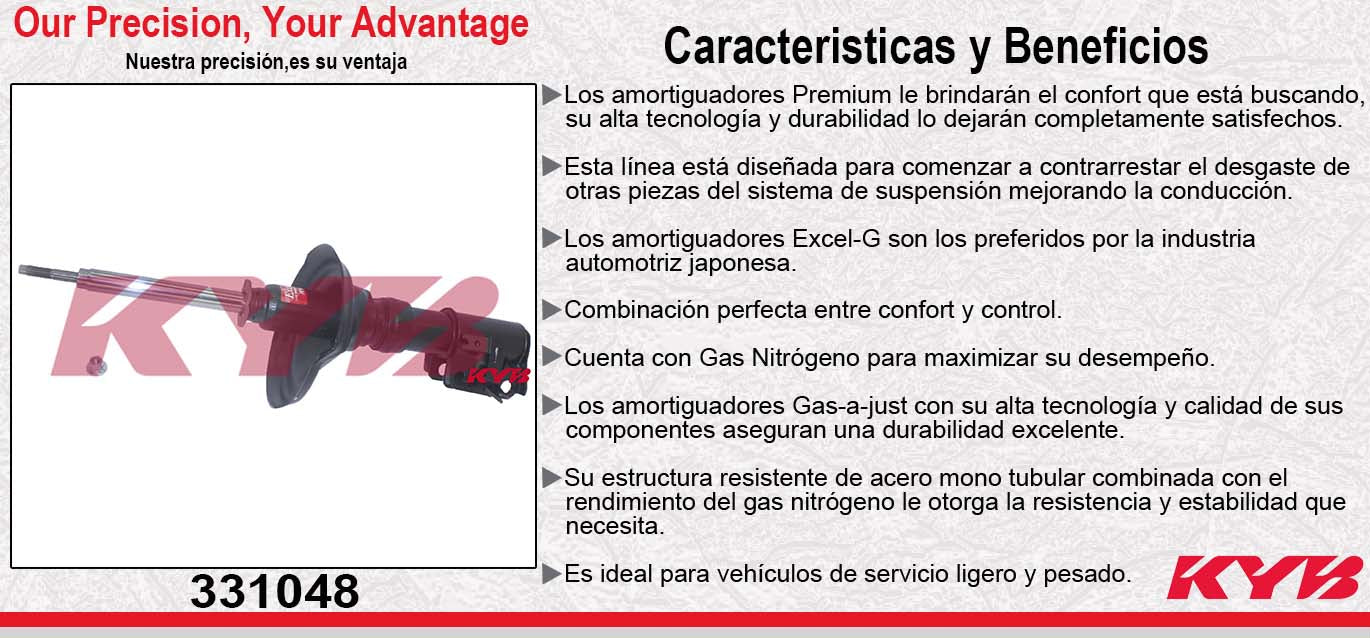 AMORTIGUADOR DELANTERO DERECHO GAS EXCEL-G HONDA CR-V (2002-2006). KYB