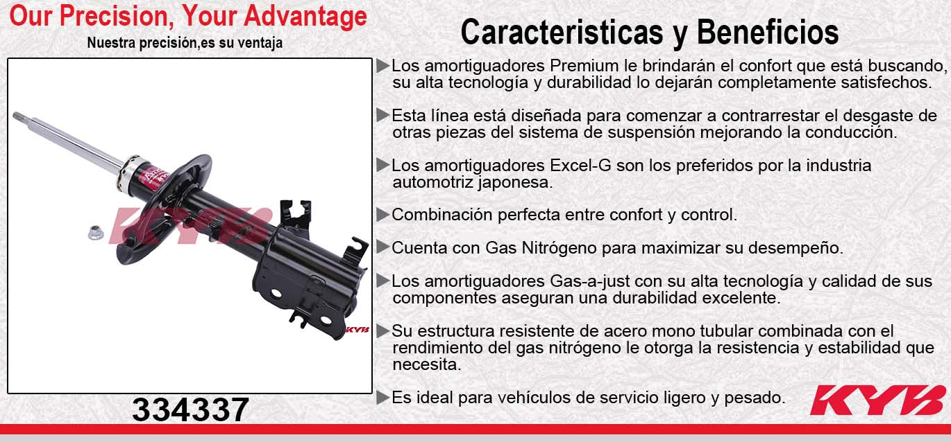 AMORTIGUADOR DELANTERO IZQUIERDO GAS EXCEL-G NISSAN ALTIMA (2002-2006) - MAXIMA (2004-2008). KYB
