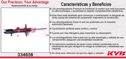 AMORTIGUADOR DELANTERO IZQUIERDO GAS EXCEL-G DODGE CALIBER (2007-2012) - JEEP COMPASS (2007-2011) - PATRIOT (2007-2011). KYB