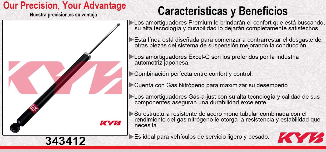 AMORTIGUADOR TRASERO GAS EXCEL-G MAZDA 3 (2004-2009) - MAZDA 5 (2006-2014). KYB