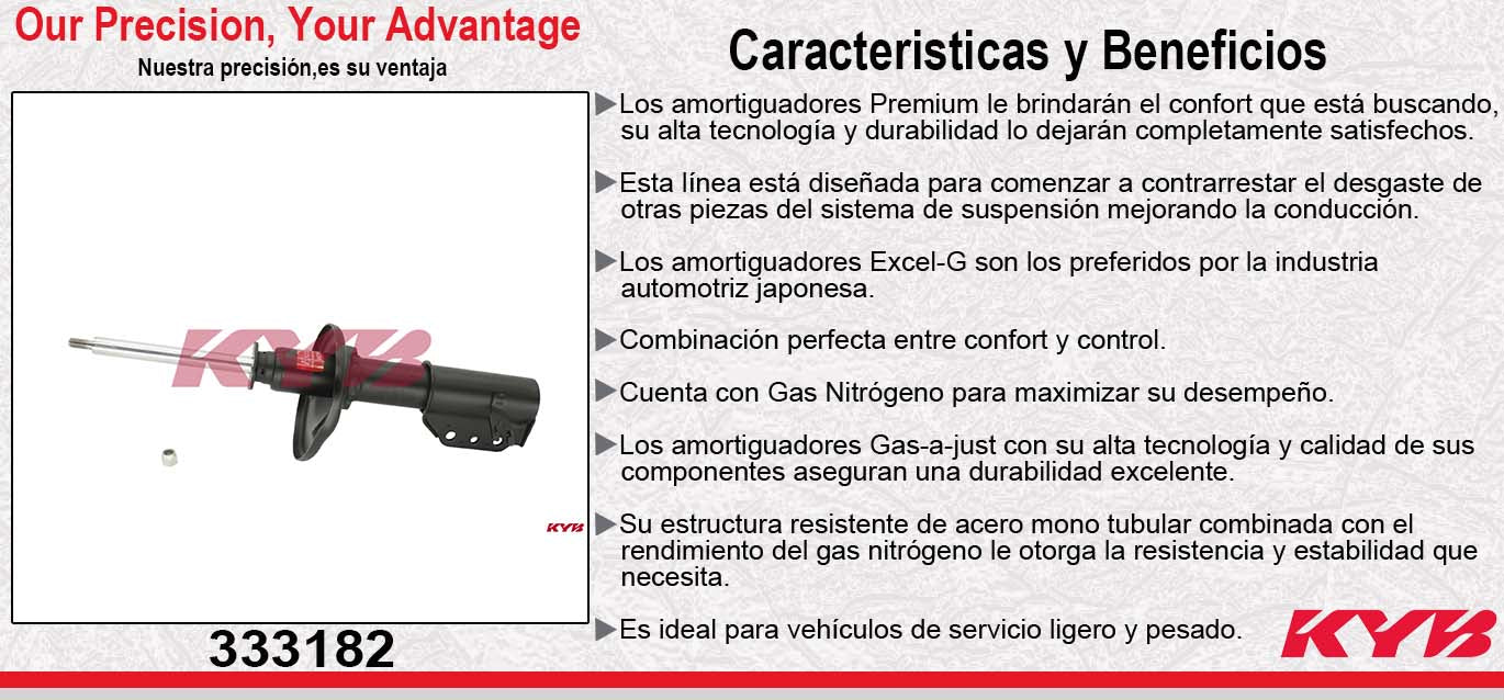 AMORTIGUADOR DELANTERO DERECHO GAS EXCEL-G DELANTERADERECHA MAZDA PROTEGE (1995-1998) KYB