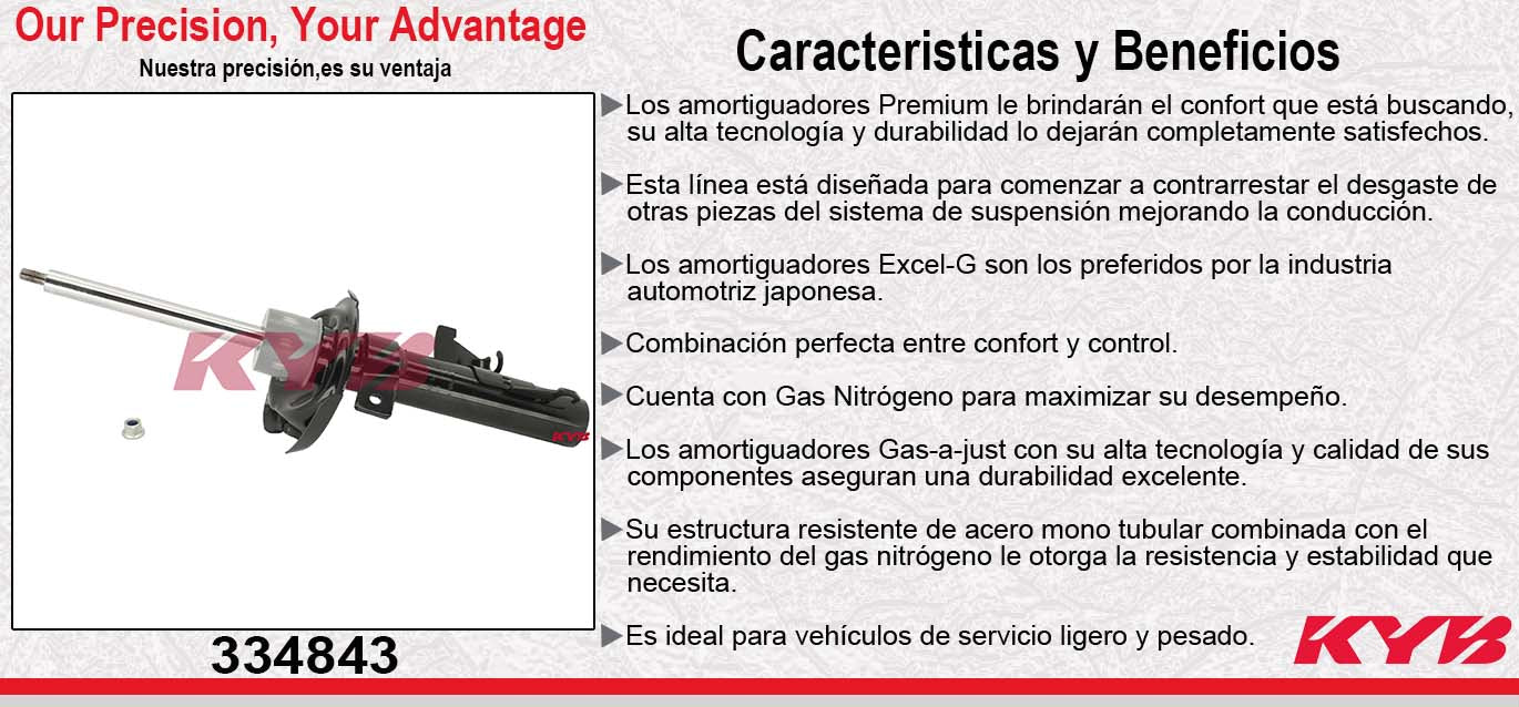 AMORTIGUADOR DELANTERO IZQUIERDO GAS EXCEL-G VOLVO S-40 EXC. 4WD (2005-2010) - VOLVO C-30 (2008-2010) - C70 (2006-2013) KYB