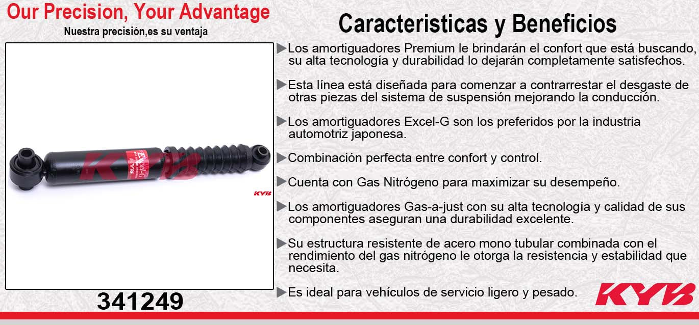 AMORTIGUADOR TRASERO GAS EXCEL-G PEUGEOT 206 HATCHBACK & CC (2000-2009) - 207 (2008-2012). KYB