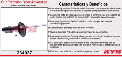 AMORTIGUADOR DELANTERO DERECHO GAS EXCEL-G FORD ESCORT (1991-2002) - ESCORT ZX3 (1991-2002) - MERCURY. TRACER (1991-1996) - MAZDA. 323 (1990-1994) - MX-3 (1992-1995) - PROTEGE (1990-1994). KYB