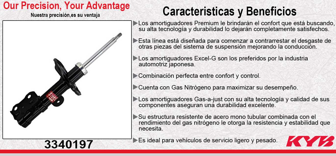 AMORTIGUADOR DELANTERO IZQUIERDO GAS EXCEL-G TOYOTA PRIUS C TODOS (2018-2019). KYB