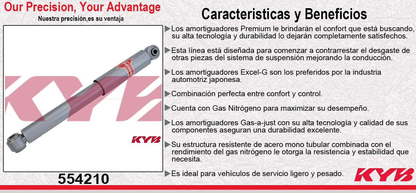 AMORTIGUADOR TRASERO GAS-A-JUST DODGE. D100 & D150 TODOS 2WD 1972-1978 - DODGE D200, D250 TODOS 2WD 1972-1978 - DODGE RAM CHARGER 2WD 1975-1993 - DODGE RAM CHARGER 4WD 1974-1975. KYB