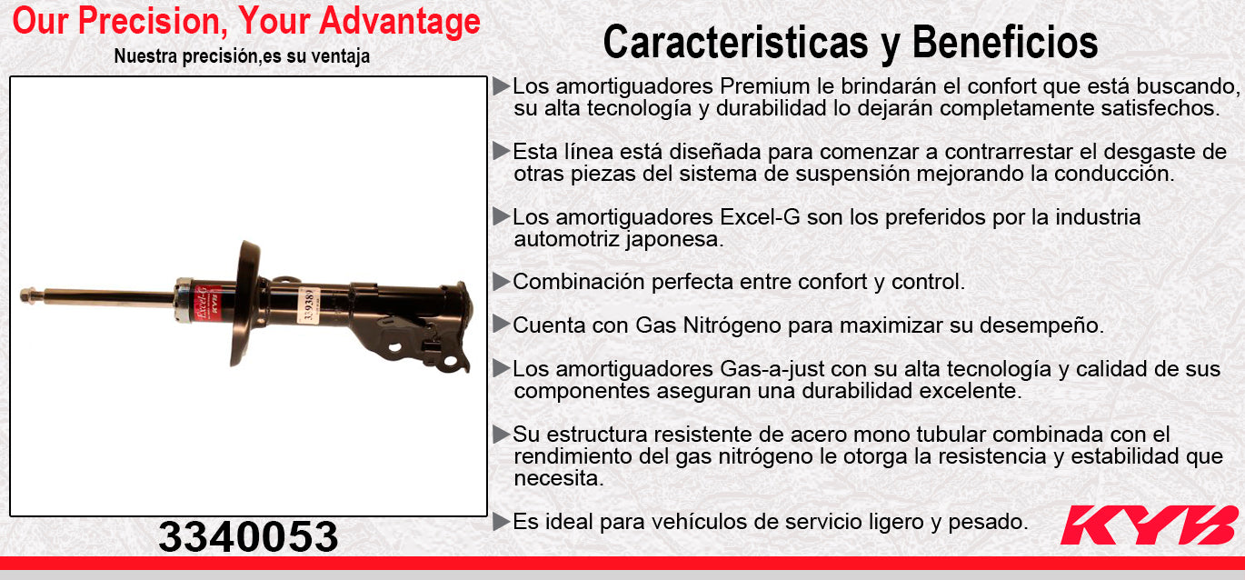 AMORTIGUADOR DELANTERO DERECHO GAS EXCEL-G HONDA CIVIC (2012-2015). KYB