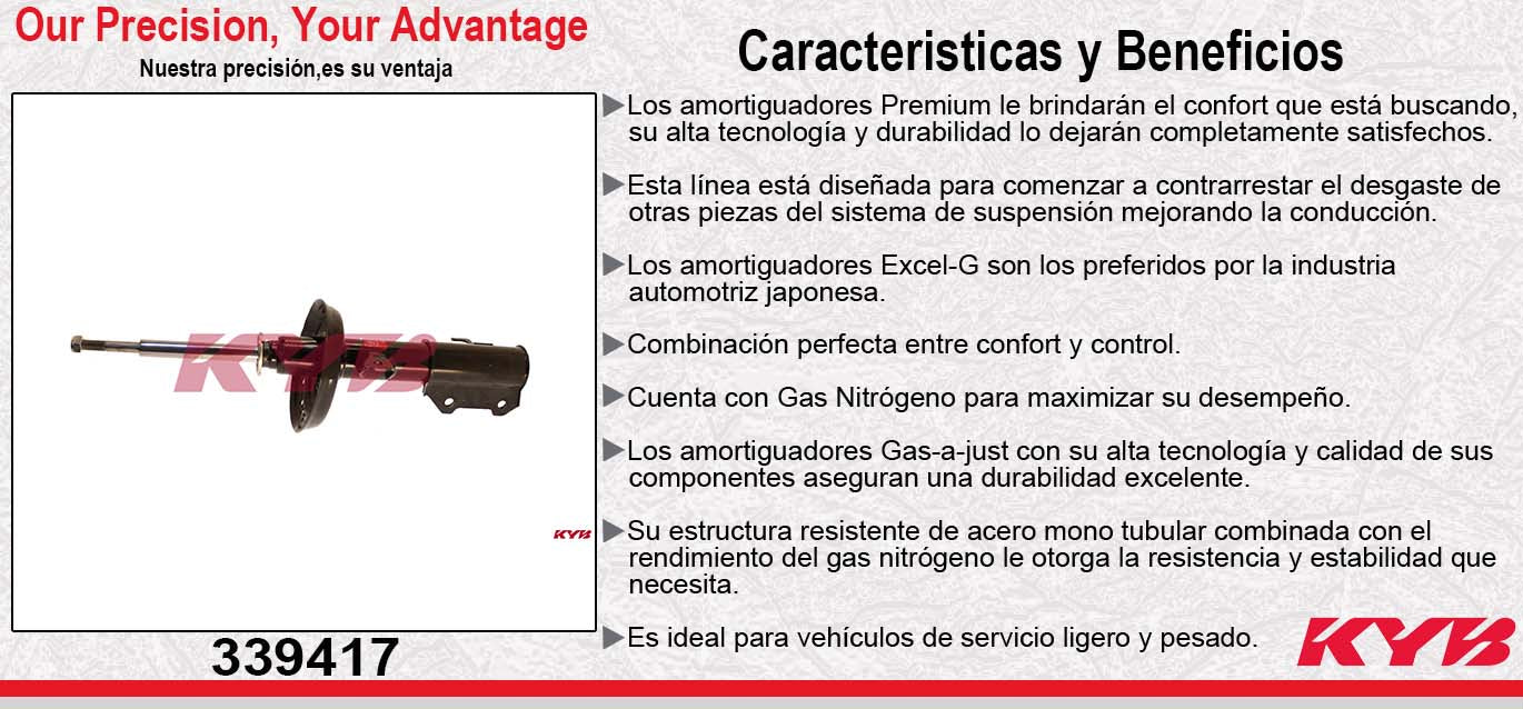 AMORTIGUADOR DELANTERO IZQUIERDO GAS EXCEL-G CHEVROLET MALIBU (2013-2015). SOLO 2.5 KYB